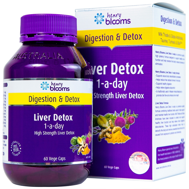 Thải độc gan: Viên uống HENRY BLOOMS LIVER DETOX 1-a-day 60V 4