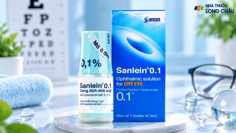 Sanlein 0.1 hỗ trợ giữ ẩm và làm dịu bề mặt mắt khi bị khô