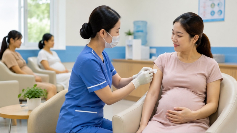 Thai phụ nên theo dõi tại cơ sở tiêm chủng ít nhất 30 phút sau tiêm
