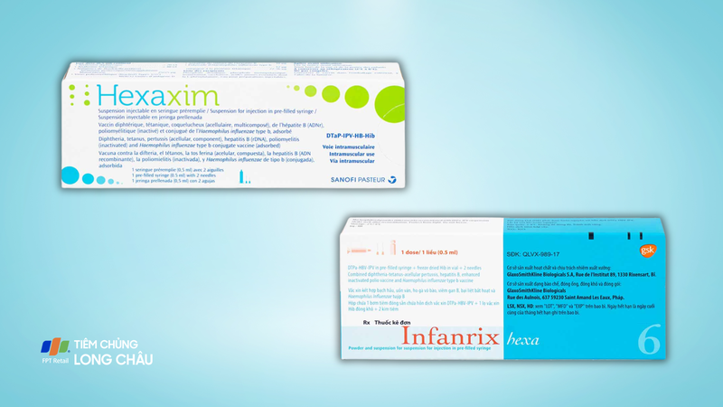 Infanrix Hexa (xuất xứ Bỉ) và Hexaxim (xuất xứ Pháp) là hai loại vắc xin 6 trong 1 được sử dụng phổ biến tại Việt Nam