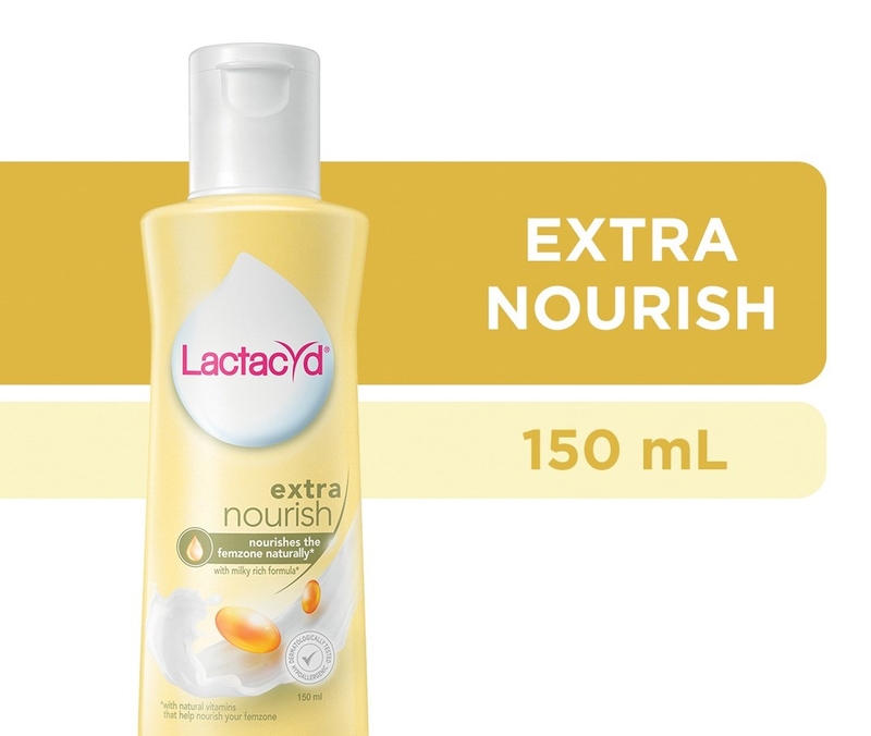 Dung dịch vệ sinh phụ nữ Lactacyd Extra Nourish hỗ trợ chăm sóc da vùng kín an toàn