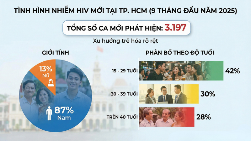 Tình hình nhiễm HIV tại TP. HCM trong 9 tháng đầu năm 2025