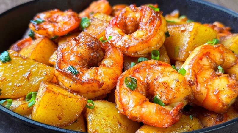 Tôm và khoai tây có thể kết hợp trong bữa ăn hằng ngày