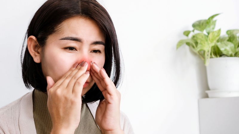 Hít thật sâu, nghiêng đầu về phía trước và nín thở trong 20 - 30 giây