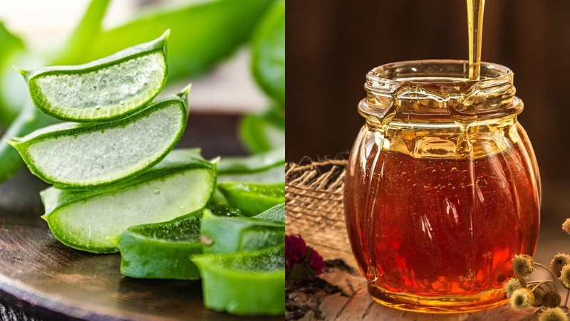 trị quầng thâm mắt bằng nha đam và mật ong