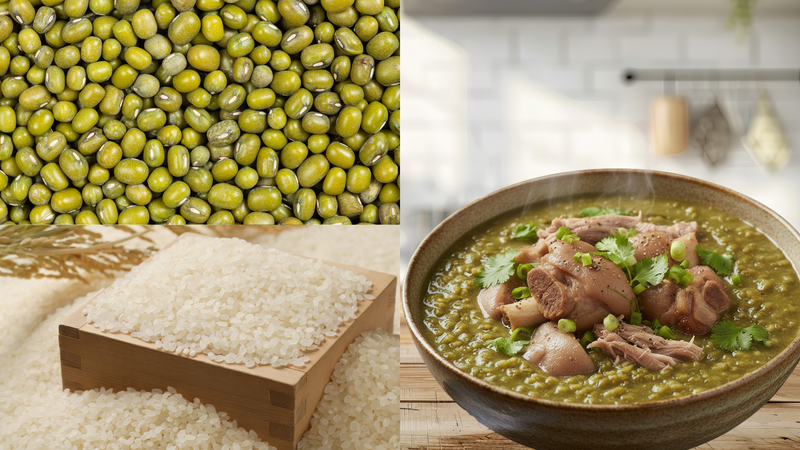 Cháo móng giò đậu xanh là một trong những món ăn lợi sữa cho mẹ sinh mổ