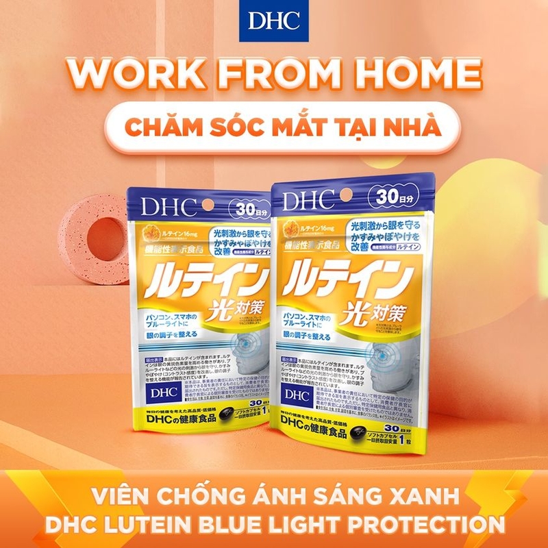 DHC Lutein Blue Light Protection là sản phẩm thuốc bổ mắt của Nhật giúp hỗ trợ chống ánh sáng xanh từ bên trong