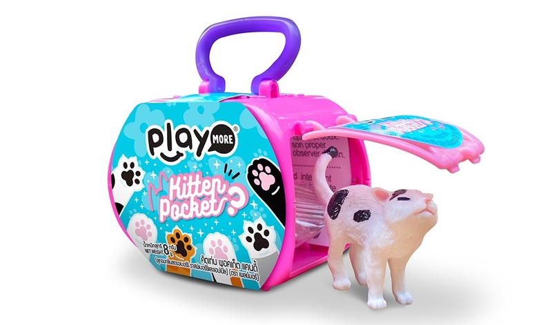 Đồ chơi trẻ em lồng mèo và mèo con kèm theo kẹo Kitten Pocket Playmore