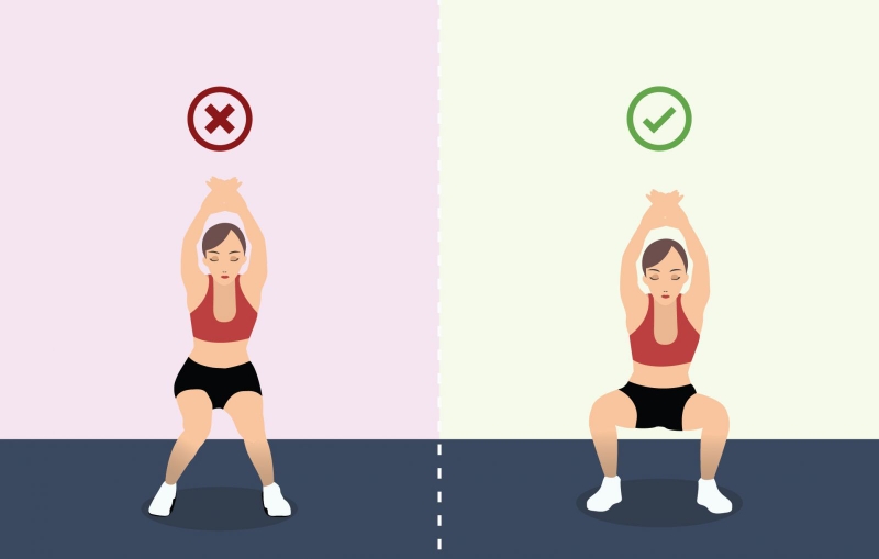 bài tập yoga chữa chân vòng kiềng: Squat chụm 2 chân