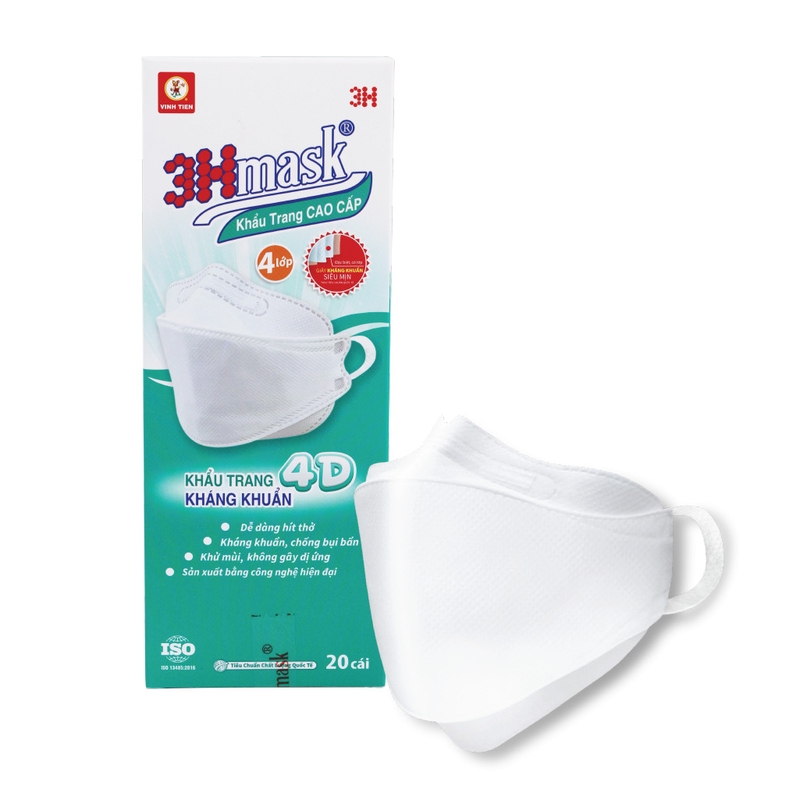 Khẩu trang y tế Vĩnh Tiến 4D 3Hmask đạt tiêu chuẩn chứng nhận quốc tế ISO.
