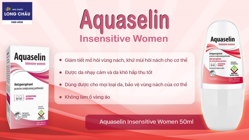 Lăn nách dành cho nữ Aquaselin Insensitive Women phù hợp với mọi loại da