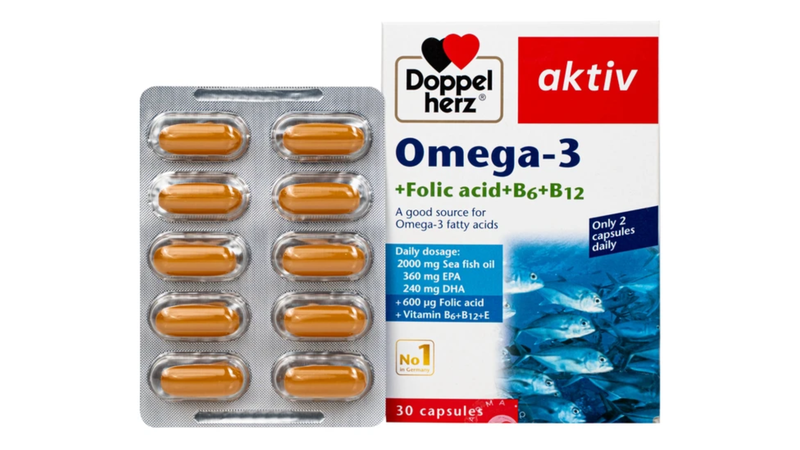 Doppelherz Omega-3 kết hợp acid folic và vitamin nhóm B hỗ trợ sức khỏe tim mạch