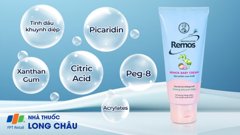 Kem chống muỗi Remos Khuynh Diệp là sản phẩm chứa hoạt chất xua muỗi kết hợp tinh dầu khuynh diệp