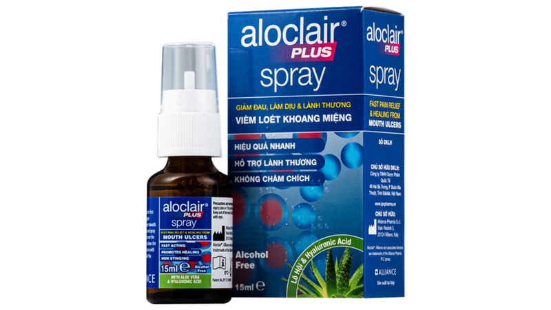 Aloclair Plus Spray giúp tạo lớp màng bảo vệ vết loét và làm dịu cảm giác đau rát