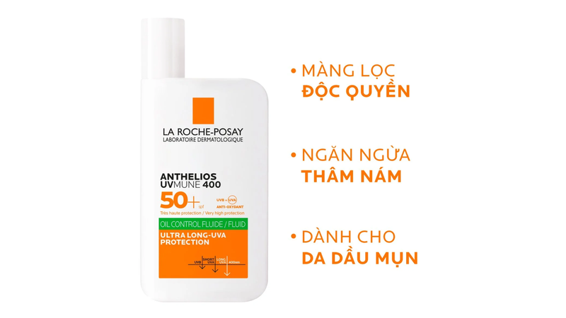 La Roche-Posay Anthelios UVMune 400 Oil Control Fluid SPF 50+ PA++++ lỏng nhẹ, dễ thấm, không gây nhờn rít