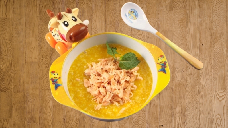 Cháo yến mạch cá hồi giàu năng lượng, omega-3, hỗ trợ tăng cân và phát triển não bộ