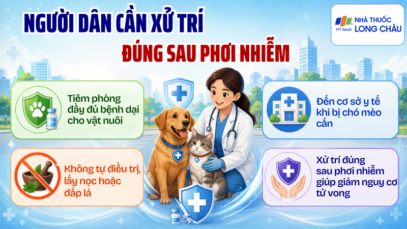 Không tự điều trị, cần đến cơ sở y tế khi bị chó mèo cắn hoặc cào