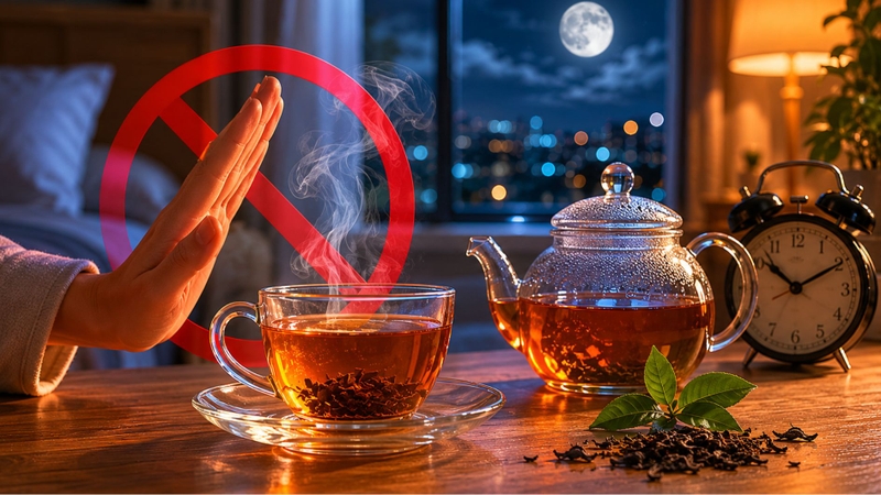 Hạn chế uống nước trà vào buổi tối