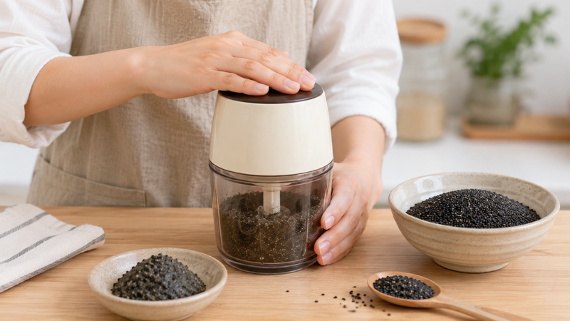 Mẹ nên xay hoặc nghiền mịn mè đen giúp bé dễ ăn hơn