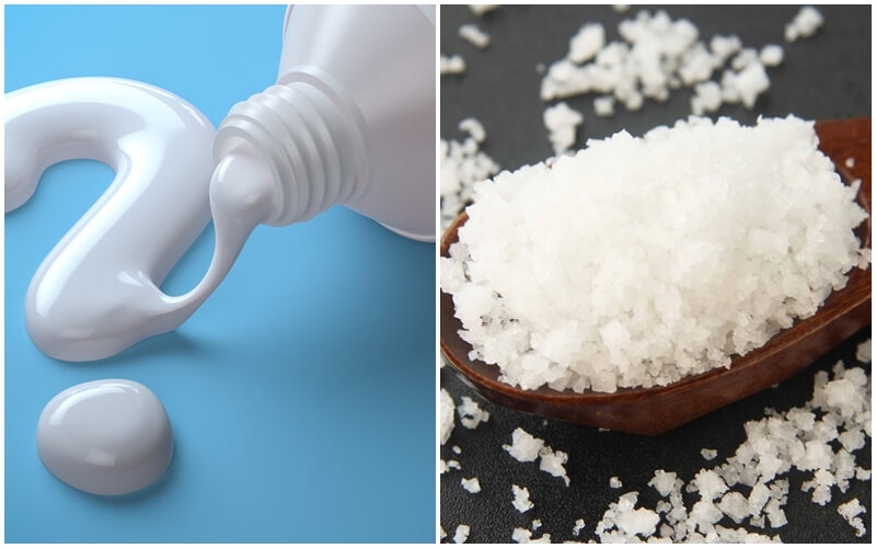 Trị mụn ẩn bằng kem đánh răng và muối trắng