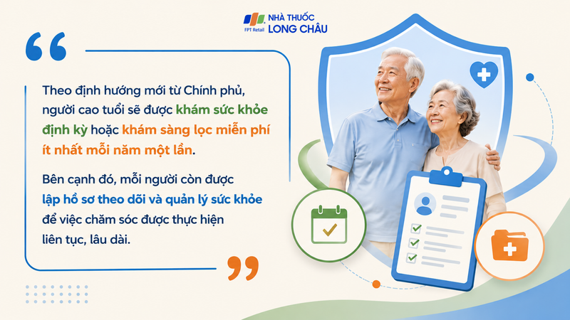 Từ năm 2026, người cao tuổi sẽ được khám sức khỏe miễn phí 1 lần mỗi năm