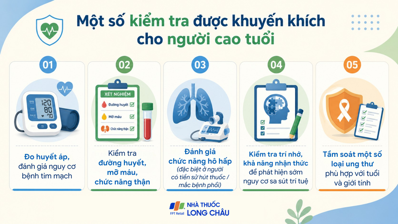 Một số kiểm tra được khuyến khích cho người cao tuổi