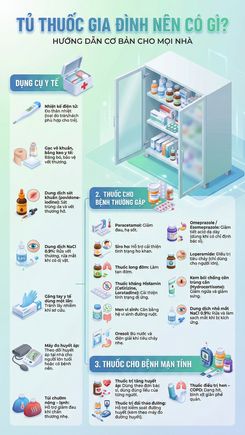 Tủ thuốc gia đình nên có gì?