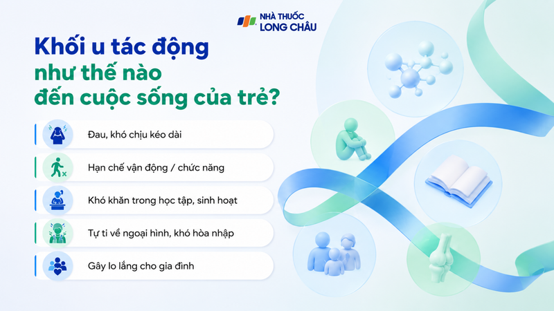 Nhiều yếu tố trong cuộc sống của trẻ có thể bị ảnh hưởng bởi khối u