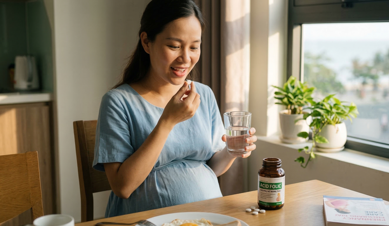 Phụ nữ đang mang thai cần bổ sung acid folic mỗi ngày