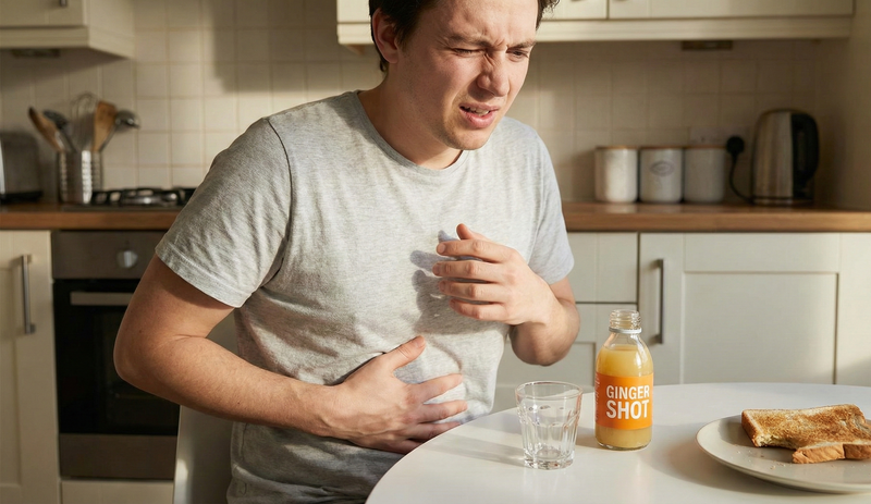 Uống ginger shot lúc bụng đói có thể gây kích ứng dạ dày