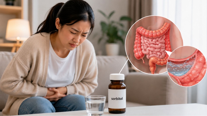 Tác dụng phụ của sorbitol thường xuất hiện khi dùng quá liều hoặc kéo dài