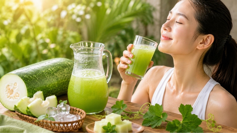 Bổ sung nước ép bí đao giúp cơ thể thanh mát trong ngày nắng nóng