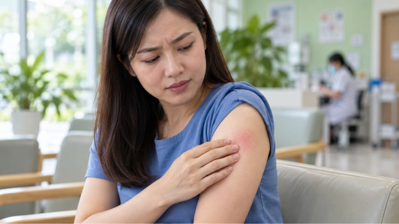 Vị trí tiêm có thể đau hoặc đỏ sau tiêm vắc xin