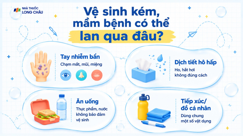 Nhiều bệnh truyền nhiễm có thể lây qua tay, dịch tiết hoặc tiếp xúc trực tiếp