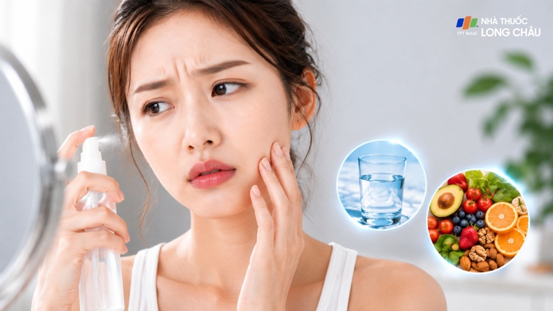 Da khô cũng có thể bắt nguồn từ việc uống ít nước, ăn uống thiếu cân bằng