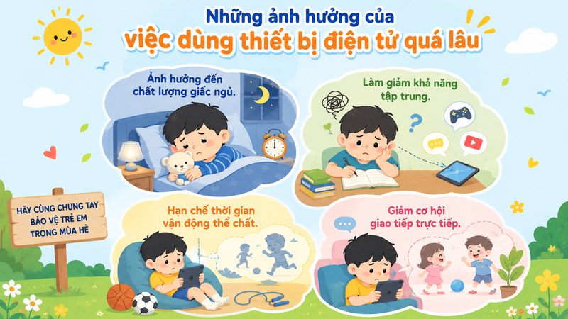 Việc sử dụng thiết bị điện tử kéo dài gây nhiều tác động tiêu cực với sức khỏe