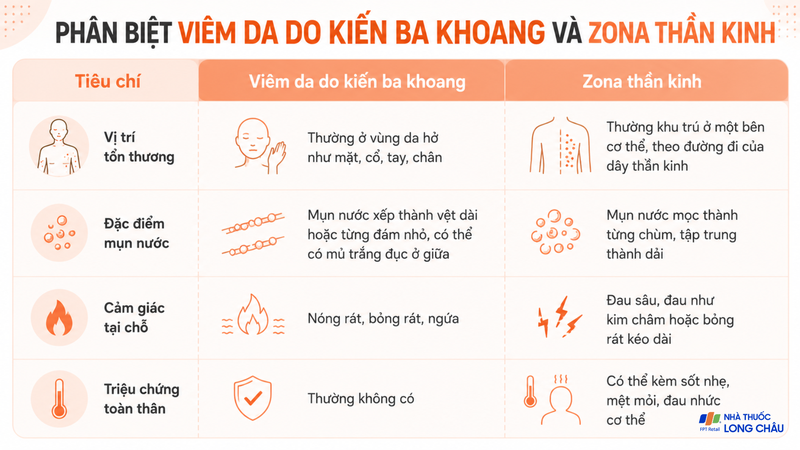 Viêm da do kiến ba khoang dễ nhầm với Zona thần kinh
