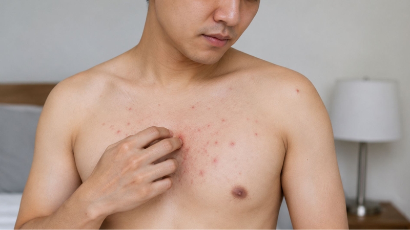 Nặn hoặc gãi nốt viêm làm tăng nguy cơ nhiễm trùng và để lại sẹo