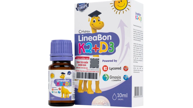Siro giúp hỗ trợ hấp thụ canxi LineaBon K2+D3 ErgoPharm (10ml)