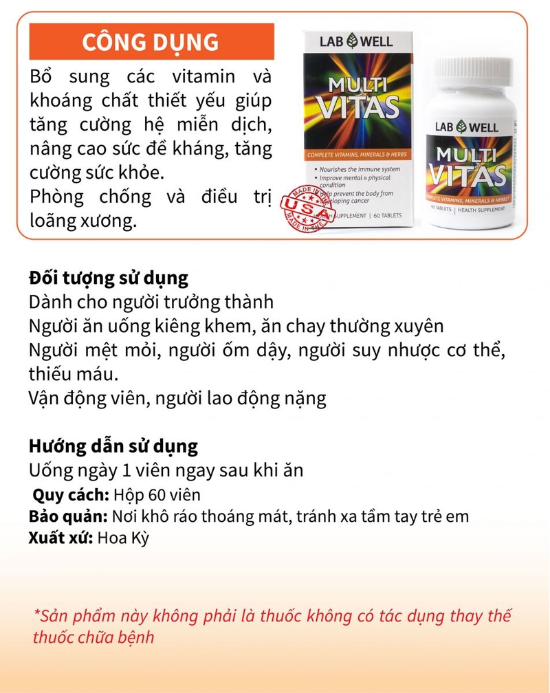 Vitamin tổng hợp cho nam giới Multi Vitas