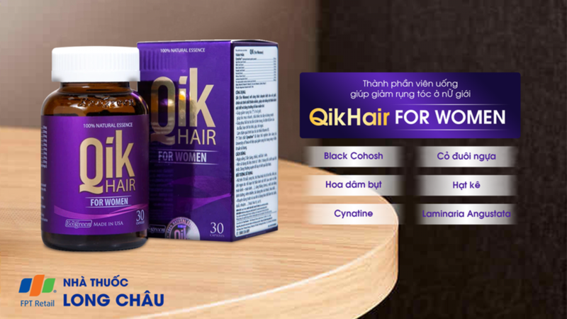 Qik Hair For Women với công thức chuyên biệt cho nữ giới, chứa các tinh chất thiên nhiên