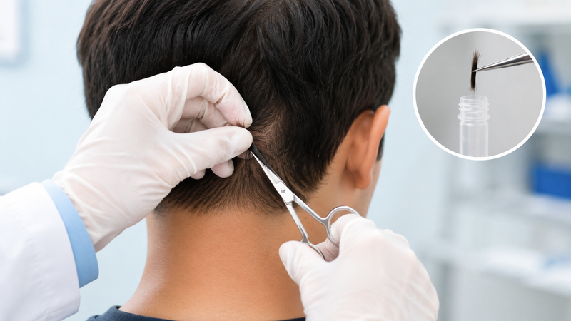 Mẫu tóc được lấy sát chân tóc để đảm bảo kết quả chính xác