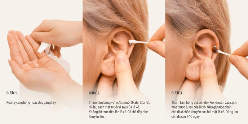Nên chăm sóc lỗ xỏ thật sạch sau khi xỏ khuyên