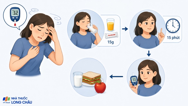 Luôn mang theo đồ ngọt để xử trí kịp thời khi đường huyết hạ