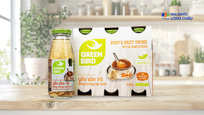 Nước yến sào và đông trùng hạ thảo Green Bird