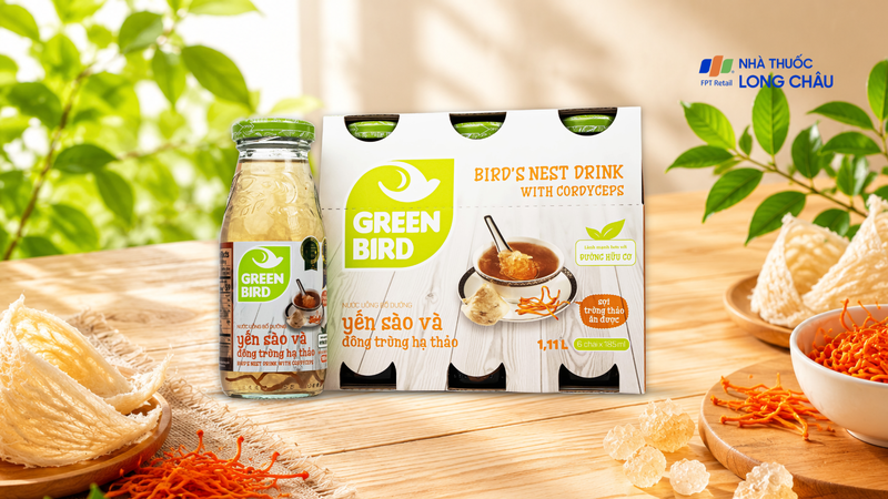Nước yến sào và đông trùng hạ thảo Green Bird