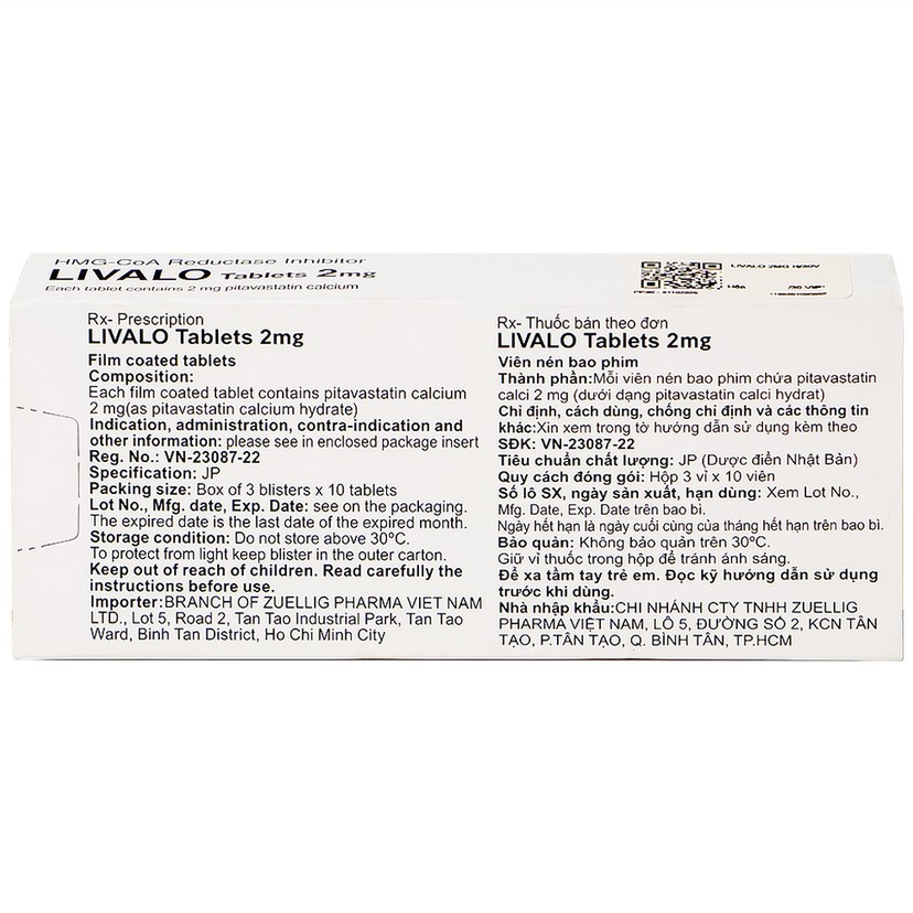 Thuốc Livalo 2mg Kowa trị tăng lipid máu nguyên (30 viên)