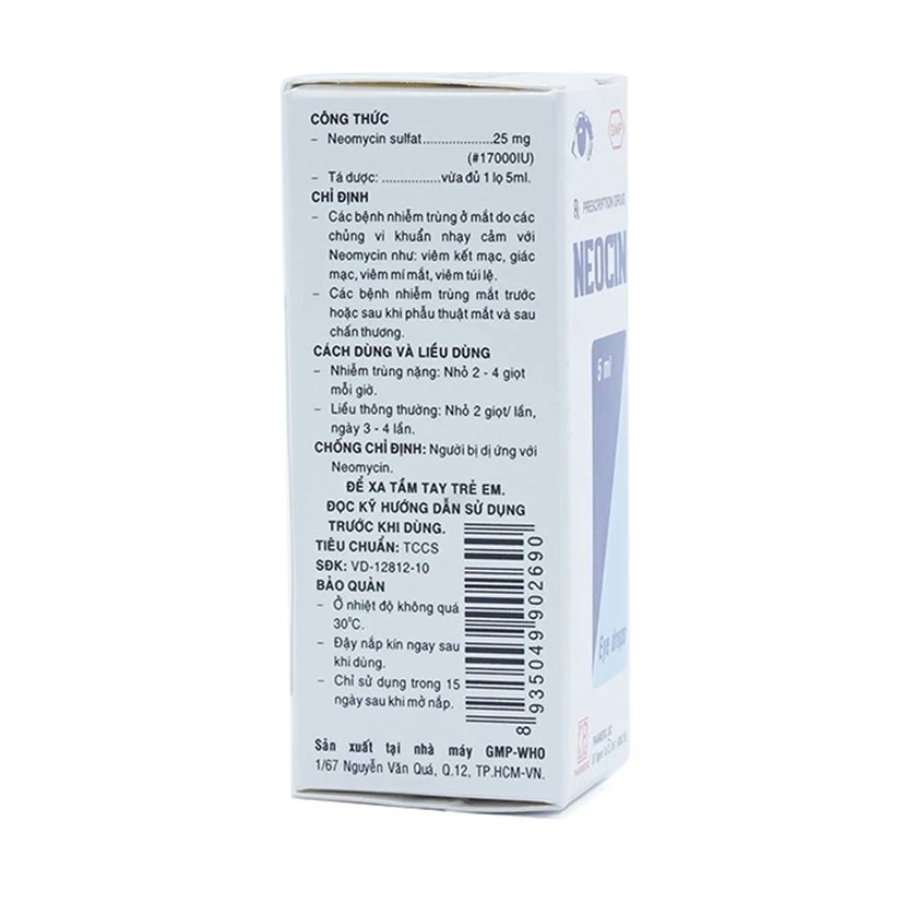 Thuốc nhỏ mắt Neocin điều trị viêm kết mạc, giác mạc (5ml)