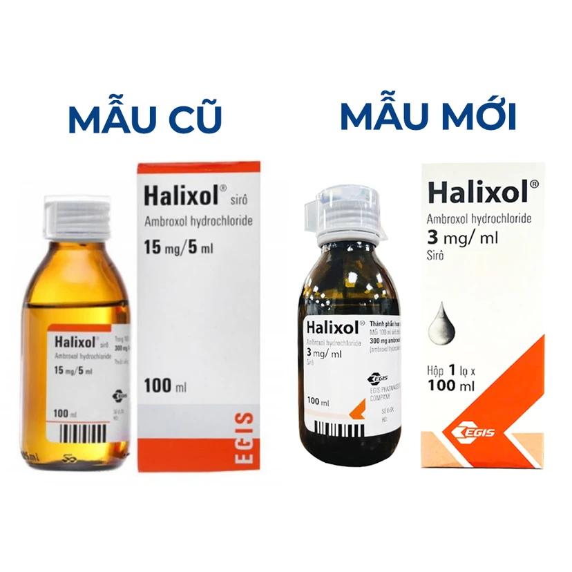 Siro Halixol 15mg/5ml trị tắc nghẽn đường hô hấp chai 100ml