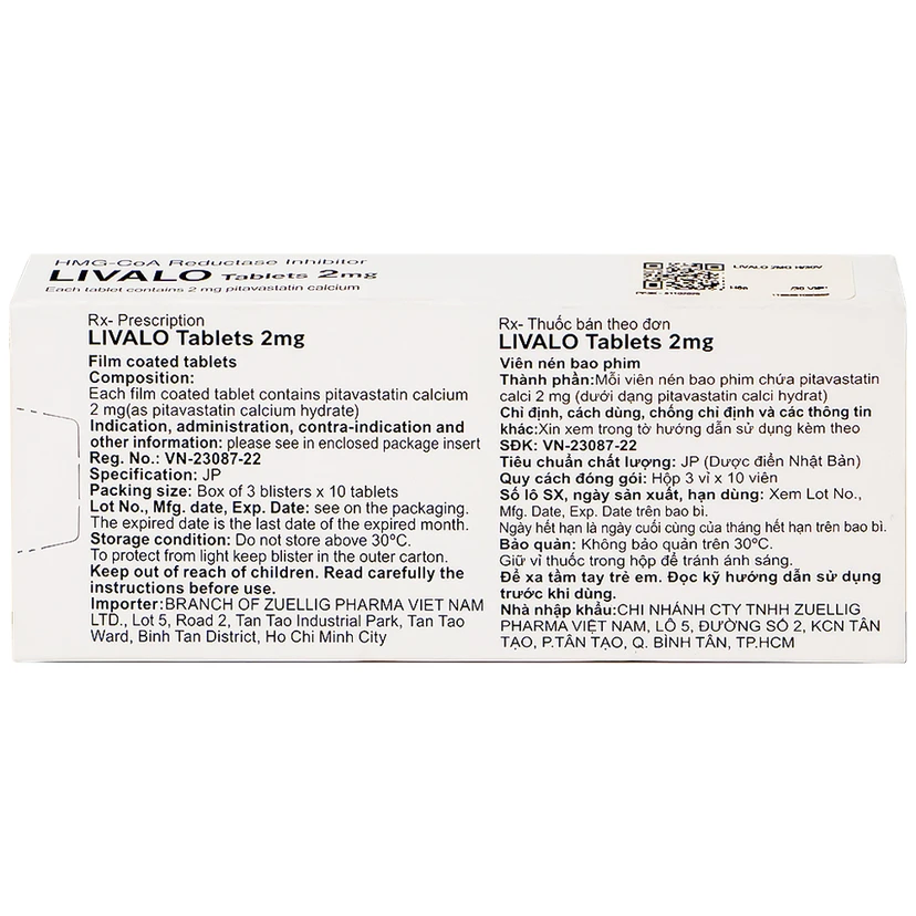 Thuốc Livalo 2mg Kowa trị tăng lipid máu nguyên (30 viên)